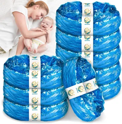 Imagen del producto de Bolsas de repuesto para cubos de pañales, 9 unidades, resistentes al desgarro, con aroma a limón, aptas para cubos de pañales y areneros para gatos