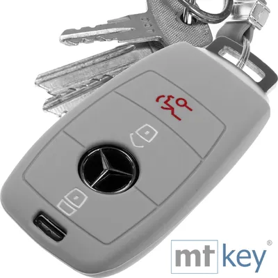 Produktbild von Auto Schlüssel Hülle Silikon Schutz Cover Grau kompatibel mit Mercedes Benz E-Klasse W213 S213 C238 W238 3 Tasten KEYLESS SMARTKEY