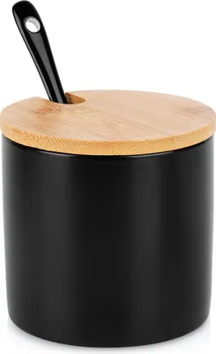 Produktbild von Zuckerdose aus Keramik mit Löffel, schwarz 139681