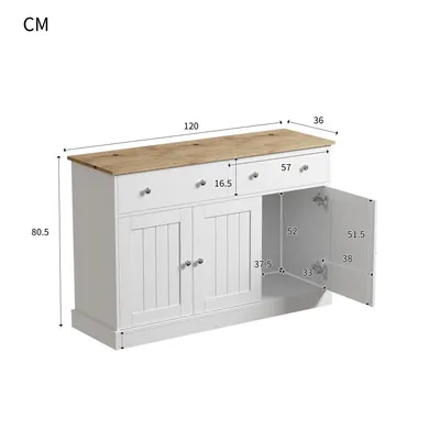 Image de Buffet, élégance meuble de salon avec texture gravée, beaucoup d'espace de rangement trois, portes et deux tiroirs