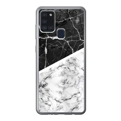 Produktbild von MuchoWow® Handyhülle Schutzhülle Hülle für Samsung Galaxy A21s Marmor - Schwarz - Weiß Silikon Softcase Handy Hülle - Hartschale