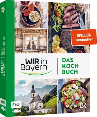 A collage of images showing food, a building, and a landscape, with text and logos related to a cookbook.