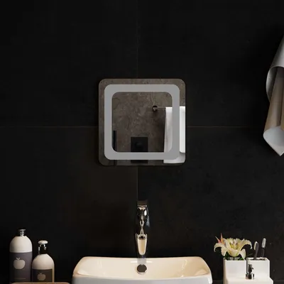 Image de Miroir de salle de bain LED transparent, 30 x 30 cm, en verre trempé