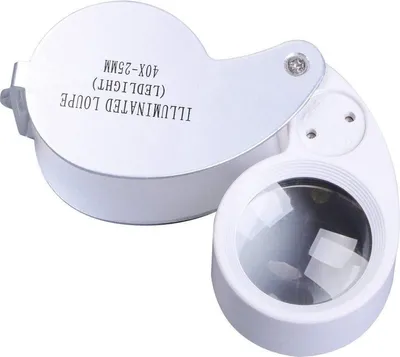 Productafbeelding van CHPN – Lup – Juwelierslup – Mini-lup – Mini-lup – Juwelier – 40/25 mm – Zilver – Inklapbaar – Zakformaat – Universeel – Met LED-verlichting