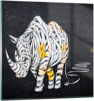 Produktbild von Bilder auf glas - Nashorn modern - 40x40cm - Glasbilder - Wandbilder - Kunstdruck - zum Aufhängen bereit - Wanddekoration aus Glas - Glas Bilder - Wandbild auf Glas - Einteilig - GAC40x40-3706