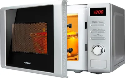 Produktbild von Hanseatic 619.166 Mikrowelle, Silber, 700 Watt, 20 l Volumen, 44 cm Breite, Grillfunktion