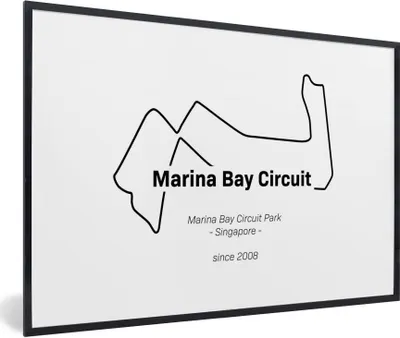 Produktbild von MuchoWow® Gerahmtes Poster Singapur - Formel-1-Rennstrecke 90x60 cm - Poster mit Schwarzem Bilderrahmen Wandposter Rahmen Foto Bilder - Fotorahmen - Foto-Plakat