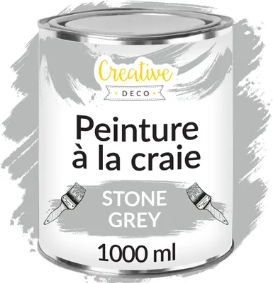 Image de Creative Deco Peinture à la Craie Gris 1L - Mat et Lavable Peinture Meuble Bois