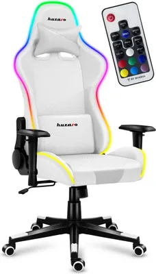 Produktbild von Huzaro Force 6.2 | RGB LED Beleuchtung Gaming Stuhl Gamer Bürostuhl Schreibtischstuhl Gamer Kopfstütze Lendenstütze | bis 130 kg belastbar | Weiß