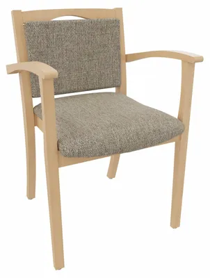Produktbild von Hüftstuhl Alexander Blieskastel – Bequemer Seniorenstuhl mit Armlehnen – Massivholz Stabil.Stoffbezug:Stoff Kariba Beige,Bodengleiter:Kunststoff Weiss