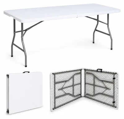 Produktbild von Klapptisch 180x75x74 cm Kunststoff / Stahl Gartentisch Esstisch Campingtisch Partytisch Buffettisch