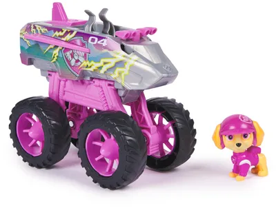 Produktbild von PAW Patrol Rescue Wheels - Skyes Flug-Monstertruck mit Verwandlung in Jet-Modus und Skye Hundefigur, LKW, 3 Jahr(e), Kunststoff, Schwarz, Grau, Pink