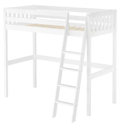 Produktbild von Kieferholzbett Hochbett Stockbett 90x200 aus Kiefer weiß Zubehör wählbar V-60.23W-09Rollrost inkl.
