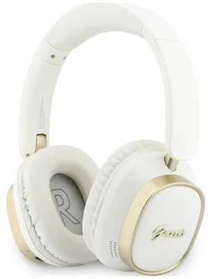 Produktbild von Over-Ear-Kopfhörer Guess Bluetooth ENC, rechteckiges Metall-Design, weiß