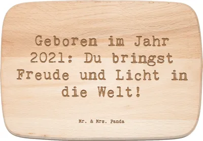 Produktbild von Mr. & Mrs. Panda vesperbrett Spruch 2021 Geburtstag Freude - Transparent - Geschenk, Geburtstagsgeschenk, schneidbrett, Frühstücksbrettchen, neues Leben, Frühstücksbrett