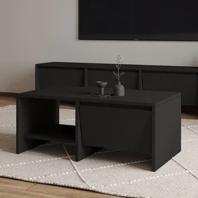 Obrázok produktu pre Skye Decor, kvalitný konferenčný stolík, čierny, 90 x 35 x 45 cm | 100 % melamínom potiahnutá drevotriesková doska, hrúbka: 18 mm | Ideálny do moderného interiéru, elegantný a funkčný.