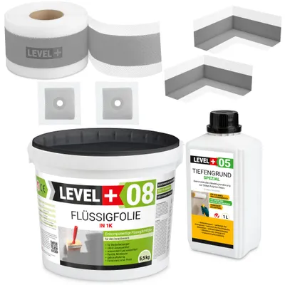 Produktbild von Dichtset für Dusche Bad Tiefengrund Dichtband Flüssigkunststoff 5,5kg SET55