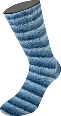 Produktbild von Lana Grossa Meilenweit 100 g COSY SOCKS Soft Stripes 400 m Flauschige Merino-Sockenwolle Farbe 106 - Schwarz-/Grau-/Rauch-/Weißblau