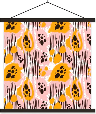 Produktbild von MuchoWow® Textilposter Rosa - Orange - Formen - Muster 40x40 cm mit schwarzem Rahmen - Fotos