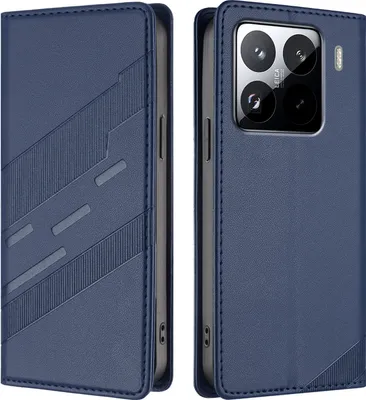 Produktbild von Hülle für Xiaomi 15 Pro, Kunstleder Brieftaschen Handyhülle mit Kartenfach und Standfunktion Blau