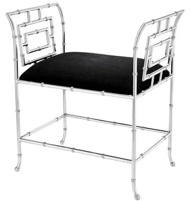 Obrázek produktu pro Casa Padrino lavice stříbrná / černá 66 x 42 x v. 73 cm - nábytek