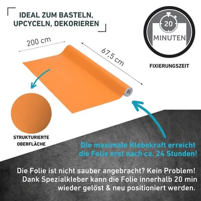 Produktbild von Klebefolie Unimatt orange - 67,5x200cm