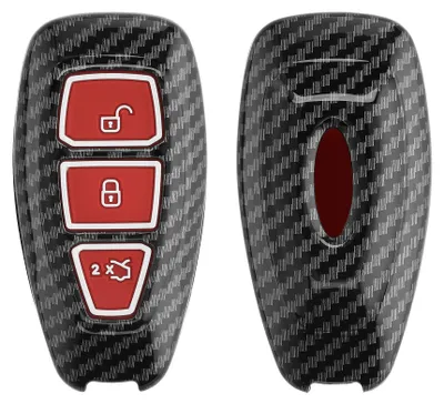 Produktbild von kwmobile Autoschlüssel Hülle kompatibel mit Ford 3-Tasten Autoschlüssel Keyless Go - Hardcover Schutzhülle Schlüsselhülle Cover in Rot Schwarz