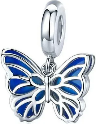 Produktbild von PANDACHARMS Schmetterling mit blauen Flügeln Charm Anhänger, 925er Sterling Silber, passt zu Pandora