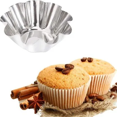 Obrázek produktu pro 18 ks nerezových forem na pečení, opakovaně použitelných, na pudink, dorty, muffiny