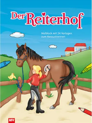 Produktbild von Malvorlagen Der Reiterhof 24 ganzseitige Vorlagen mit springenden Pferden und Tieren