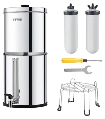 Obrázok produktu pre Gravitačný systém filtrácie vody VEVOR Systém na pracovnú dosku z nehrdzavejúcej ocele 7,8+8,5 l filtračný systém vody, znižuje obsah olova a až 99 % chlóru