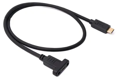 USB 3.1 Kabel 60 cm, Typ-C Stecker auf Buchse, Schwarz