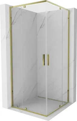 Produktbild von Mexen Exo quadratische Duschkabine mit Schwenktür 100 x 100 cm, transparent, gold - 8110-100-100-50-00
