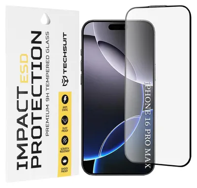 Zdjęcie produktu dla Techsuit – ESD ochronne szkło hartowane na iPhone 16 Pro Max – czarne