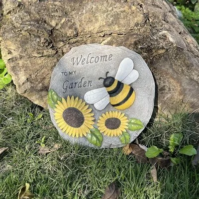 Produktbild von Garten Trittsteine Willkommen in Meiner Gartendekoration | Outdoor Stufensteine für Hof Terrasse Innenhof Hinterhof Gehweg Weg Rasen Außenbereich