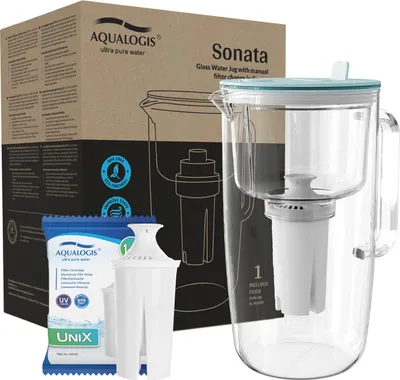 Produktbild von Aqualogis Sonata Glasfilterkrug 2,9 l Blau + Filterpatrone