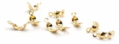 Produktbild von Vintageparts Quetschkalotten 18K Gold beschichtet, Messing, 3 mm, 10 Stück