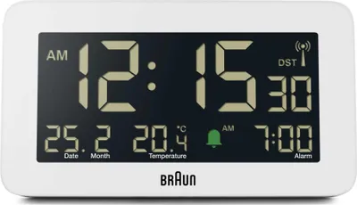 Image de Braun BC10 - Réveil numérique - rectangulaire - blanc - 12/24 h - F,°C - LCD (67603)