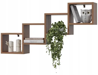 Produktbild von Wandregal Nuss – Hängeregal aus MDF – Bücherregal für Wohnzimmer, Schlafzimmer, Küche
