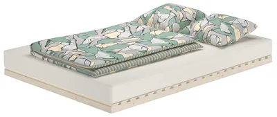 Produktbild von Niederflurbett metallfrei 140x200 Futon metallfreier Lattenrost, Fichte unbehandelt V-60.97-14ohne Zubehör