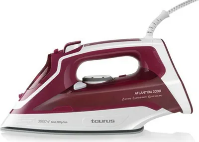 Obrázok produktu pre Taurus Atlantida 3000, Naparovacia žehlička, Keramická žehliaca plocha, 2 m, 200 g/min, Červená, Biela, 45 g/min
