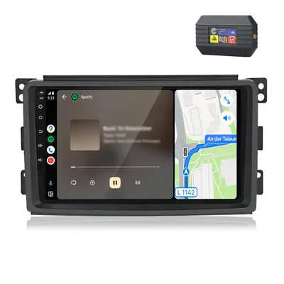 Obrázok produktu pre Autorádio s adaptérom DAB+ pre Smart Fortwo 451 (2005–2010) – CarPlay, Android Auto, multimediálne rádio, GPS navigácia, Wi-Fi, Bluetooth, RDS, SWC, 9 palcov, 2+64 GB