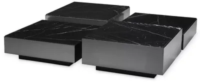 Produktbild von Casa Padrino Luxus Edelstahl Couchtisch Set mit Marmor Tischplatten Bronze / Schwarz - Wohnzimmer Möbel - Luxus Möbel - Luxus Kollektion