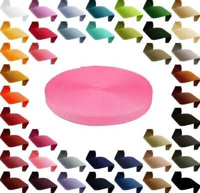 50m PP Gurtband, Polypropylen, 15mm breit rosa