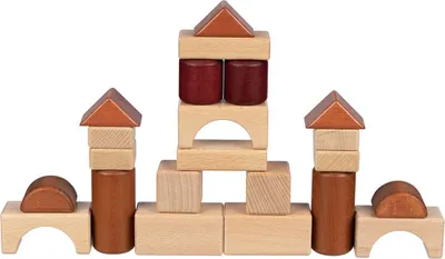 Image de goki 58450 Cubes de construction dans boîte en bois 3 x 3 x 3 cm, bois, 46 pièces, naturel