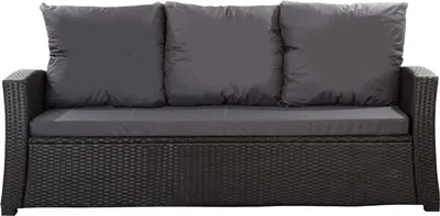 Produktbild von Polster für Polyrattan Sofa 160x60x7cm sitzkissen | Gartenbank Auflage Schwarz | Rückenkissen 3*56x50 | Kissen für rattansofa 3 sitzer |Gartenkissen