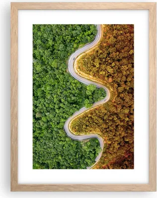 Produktbild von Gerahmtes Poster - Rahmen in heller Eiche - Luftaufnahmen Weg Wald - 30x40 cm - Wand Bild - Wanddeko - Wandbilder - Kunstposter - Wandposter - Bilderrahmen - Bilder - Kunstdruck - P2NPA30x40-4659