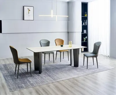 Produktbild von Esszimmergarnitur Stilvoller Esstisch Küchenstühle 4x Kunstleder Stühle