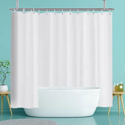 Image de Rideau de douche anti-moisissure - Hydrofuge - 1 pièce - Blanc - Polyester - 240 x 200 cm