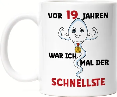 Produktbild von Vor 19 Jahren War Ich Mal Der Schnellste Tasse Weiß 19. Geburtstag Happy Birthday Let's Party Geburtstagsfeier